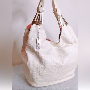 DKNY Large Croc Embossed White Bag